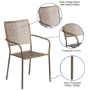 Flash Furniture CO-2-GD-GG Outdoor Stackable Armchair w/ Square Back - Steel, Gold thumbnail 6