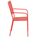 Flash Furniture CO-2-RED-GG Outdoor Stackable Armchair w/ Square Back - Steel, Coral thumbnail 3