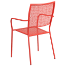 Flash Furniture CO-2-RED-GG Outdoor Stackable Armchair w/ Square Back - Steel, Coral thumbnail 4