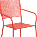 Flash Furniture CO-2-RED-GG Outdoor Stackable Armchair w/ Square Back - Steel, Coral thumbnail 7