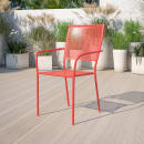 Flash Furniture CO-2-RED-GG Outdoor Stackable Armchair w/ Square Back - Steel, Coral thumbnail 9
