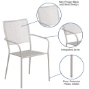 Flash Furniture CO-2-SIL-GG Outdoor Stackable Armchair w/ Square Back - Steel, Light Gray thumbnail 6