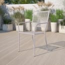 Flash Furniture CO-2-SIL-GG Outdoor Stackable Armchair w/ Square Back - Steel, Light Gray thumbnail 9