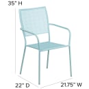 Flash Furniture CO-2-SKY-GG Outdoor Stackable Armchair w/ Square Back - Steel, Sky Blue thumbnail 2
