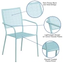 Flash Furniture CO-2-SKY-GG Outdoor Stackable Armchair w/ Square Back - Steel, Sky Blue thumbnail 6