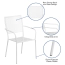 Flash Furniture CO-2-WH-GG Outdoor Stackable Armchair w/ Square Back - Steel, White thumbnail 6