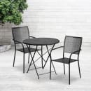 Flash Furniture CO-30RDF-02CHR2-BK-GG 30" Round Folding Patio Table & (2) Square Back Arm Chair Set - Steel, Black thumbnail 4