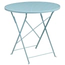 Flash Furniture CO-30RDF-02CHR2-SKY-GG 30" Round Folding Patio Table & (2) Square Back Arm Chair Set - Steel, Sky Blue thumbnail 2