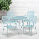 Flash Furniture CO-30RDF-02CHR4-SKY-GG 30" Round Folding Patio Table & (4) Square Back Arm Chair Set - Steel, Sky Blue thumbnail 4