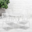 Flash Furniture CO-30RDF-02CHR4-WH-GG 30" Round Folding Patio Table & (4) Square Back Arm Chair Set - Steel, White thumbnail 4