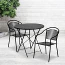 Flash Furniture CO-30RDF-03CHR2-BK-GG 30" Round Folding Patio Table & (2) Round Back Arm Chair Set - Steel, Black thumbnail 4
