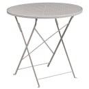 Flash Furniture CO-30RDF-03CHR2-SIL-GG 30" Round Folding Patio Table & (2) Round Back Arm Chair Set - Steel, Light Gray thumbnail 2