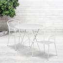 Flash Furniture CO-30RDF-03CHR2-WH-GG 30" Round Folding Patio Table & (2) Round Back Arm Chair Set - Steel, White thumbnail 4