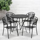 Flash Furniture CO-30RDF-03CHR4-BK-GG 30" Round Folding Patio Table & (4) Round Back Arm Chair Set - Steel, Black thumbnail 4