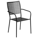 Flash Furniture CO-35RD-02CHR2-BK-GG 35 1/4" Round Patio Table & (2) Square Back Arm Chair Set - Steel, Black thumbnail 3