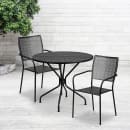 Flash Furniture CO-35RD-02CHR2-BK-GG 35 1/4" Round Patio Table & (2) Square Back Arm Chair Set - Steel, Black thumbnail 4