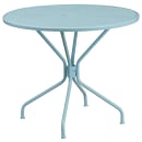 Flash Furniture CO-35RD-02CHR2-SKY-GG 35 1/4" Round Patio Table & (2) Square Back Arm Chair Set - Steel, Sky Blue thumbnail 2