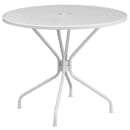 Flash Furniture CO-35RD-02CHR2-WH-GG 35 1/4" Round Patio Table & (2) Square Back Arm Chair Set - Steel, White thumbnail 2