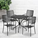 Flash Furniture CO-35RD-02CHR4-BK-GG 35 1/4" Round Patio Table & (4) Square Back Arm Chair Set - Steel, Black thumbnail 4