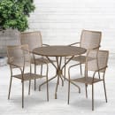Flash Furniture CO-35RD-02CHR4-GD-GG 35 1/4" Round Patio Table & (4) Square Back Arm Chair Set - Steel, Gold thumbnail 4