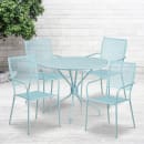 Flash Furniture CO-35RD-02CHR4-SKY-GG 35 1/4" Round Patio Table & (4) Square Back Arm Chair Set - Steel, Sky Blue thumbnail 4