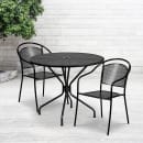 Flash Furniture CO-35RD-03CHR2-BK-GG 35 1/4" Round Patio Table & (2) Round Back Arm Chair Set - Steel, Black thumbnail 4
