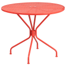 Flash Furniture CO-35RD-03CHR2-RED-GG 35 1/4" Round Patio Table & (2) Round Back Arm Chair Set - Steel, Coral thumbnail 2