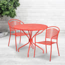 Flash Furniture CO-35RD-03CHR2-RED-GG 35 1/4" Round Patio Table & (2) Round Back Arm Chair Set - Steel, Coral thumbnail 4