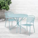 Flash Furniture CO-35RD-03CHR2-SKY-GG 35 1/4" Round Patio Table & (2) Round Back Arm Chair Set - Steel, Sky Blue thumbnail 4