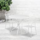 Flash Furniture CO-35RD-03CHR2-WH-GG 35 1/4" Round Patio Table & (2) Round Back Arm Chair Set - Steel, White thumbnail 4