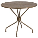 Flash Furniture CO-35RD-03CHR4-GD-GG 35 1/4" Round Patio Table & (4) Round Back Arm Chair Set - Steel, Gold thumbnail 2