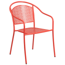 Flash Furniture CO-35RD-03CHR4-RED-GG 35 1/4" Round Patio Table & (4) Round Back Arm Chair Set - Steel, Coral thumbnail 3