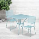 Flash Furniture CO-35SQ-02CHR2-SKY-GG 35 1/4" Square Patio Table & (2) Square Back Arm Chair Set - Steel, Sky Blue thumbnail 4