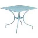 Flash Furniture CO-35SQ-02CHR4-SKY-GG 35 1/4" Square Patio Table & (4) Square Back Arm Chair Set - Steel, Sky Blue thumbnail 2