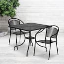 Flash Furniture CO-35SQ-03CHR2-BK-GG 35 1/4" Square Patio Table & (2) Round Back Arm Chair Set - Steel, Black thumbnail 4