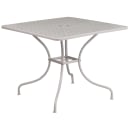 Flash Furniture CO-35SQ-03CHR4-SIL-GG 35 1/4" Square Patio Table & (4) Round Back Arm Chair Set - Steel, Light Gray thumbnail 2