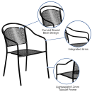 Flash Furniture CO-3-BK-GG Outdoor Stackable Armchair w/ Curved Round Back - Steel, Black thumbnail 6