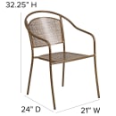Flash Furniture CO-3-GD-GG Outdoor Stackable Armchair w/ Curved Round Back - Steel, Gold thumbnail 2
