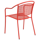 Flash Furniture CO-3-RED-GG Outdoor Stackable Armchair w/ Curved Round Back - Steel, Coral thumbnail 3