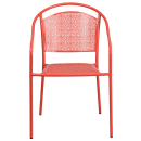 Flash Furniture CO-3-RED-GG Outdoor Stackable Armchair w/ Curved Round Back - Steel, Coral thumbnail 4