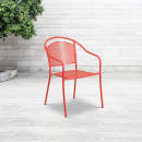 Flash Furniture CO-3-RED-GG Outdoor Stackable Armchair w/ Curved Round Back - Steel, Coral thumbnail 5