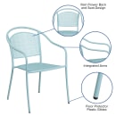 Flash Furniture CO-3-SKY-GG Outdoor Stackable Armchair w/ Curved Round Back - Steel, Sky Blue thumbnail 6