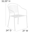 Flash Furniture CO-3-WH-GG Outdoor Stackable Armchair w/ Curved Round Back - Steel, White thumbnail 2