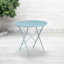Flash Furniture CO-4-SKY-GG 30" Round Folding Patio Table w/ Rain Flower Design Top - Steel, Sky Blue thumbnail 2