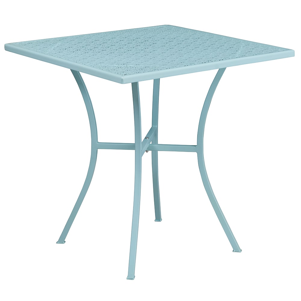 Flash Furniture CO-5-SKY-GG 28" Square Patio Table w/ Rain Flower Design Top - Steel, Sky Blue