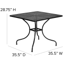 Flash Furniture CO-6-BK-GG 35 1/2" Square Patio Table w/ Rain Flower Design Top & Umbrella Hole - Steel, Black thumbnail 2