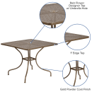 Flash Furniture CO-6-GD-GG 35 1/2" Square Patio Table w/ Rain Flower Design Top & Umbrella Hole - Steel, Gold thumbnail 3