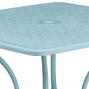 Flash Furniture CO-6-SKY-GG 35 1/2" Square Patio Table w/ Rain Flower Design Top & Umbrella Hole - Steel, Sky Blue thumbnail 4