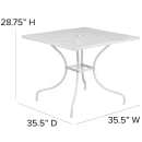 Flash Furniture CO-6-WH-GG 35 1/2" Square Patio Table w/ Rain Flower Design Top & Umbrella Hole - Steel, White thumbnail 2