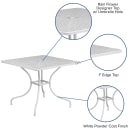 Flash Furniture CO-6-WH-GG 35 1/2" Square Patio Table w/ Rain Flower Design Top & Umbrella Hole - Steel, White thumbnail 3